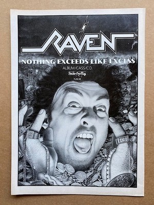 RAVEN NOTHING EXCEEDS LIKE EXCESS MEMORABILIA Original music press advert from 1