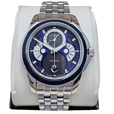 Citizen Calendrier Blue Sapphire Dial Day Date Month Men's Watch