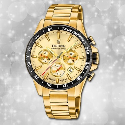 Festina Herrenuhr Timeless Chronograph Armbanduhr Edelstahl gold UF20634/6