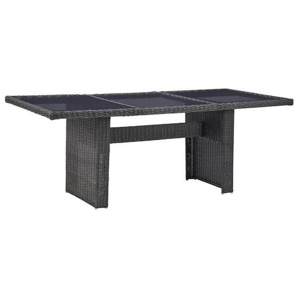 Garten-Esstisch Schwarz 200X100X74 Cm Glas Und Poly Rattan-image