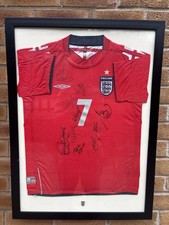 Signed England Shirt 2004-2006 Beckham Framed