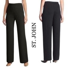 ST. JOHN Basics Black Pull On Knit Pleated Dress Pants with Pockets Size 6