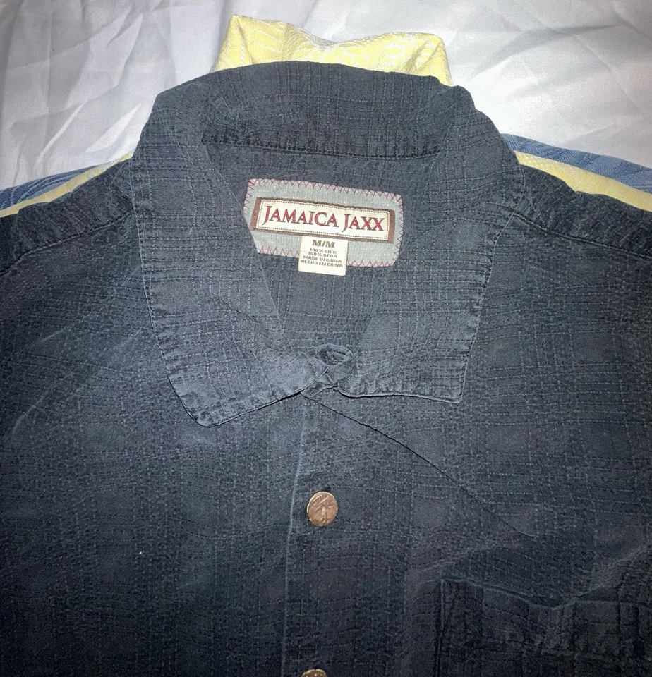 Lote-3 Camisa Mediana Para Hombres Jamaica Jaxx Abotonada - Manga Corta 100% Seda L-Loc Foto 2 de 4