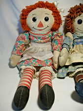 21" Vintage Handmade Raggedy Ann Cranberry Tan Green Flower Dress Felt Nose