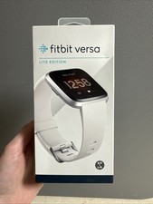 Fitbit Versa Lite Edition Aluminum Case with 2 S/L Bands - White/Silver GPS 