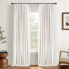 100 Blackout Curtains for Bedroom, Black Out Curtains 84 Inch Long, Clip Rin...