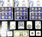 Silver Dollar Coin Lot Morgan Peace PCGS Graded Silver Proof 1.83 Oz. ASW, Sets