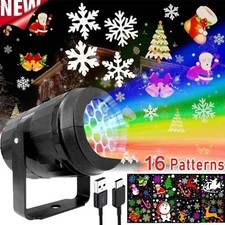 16 Patterns Outdoor Laser Projector Light Christmas Snow Decor Lamp For Garden