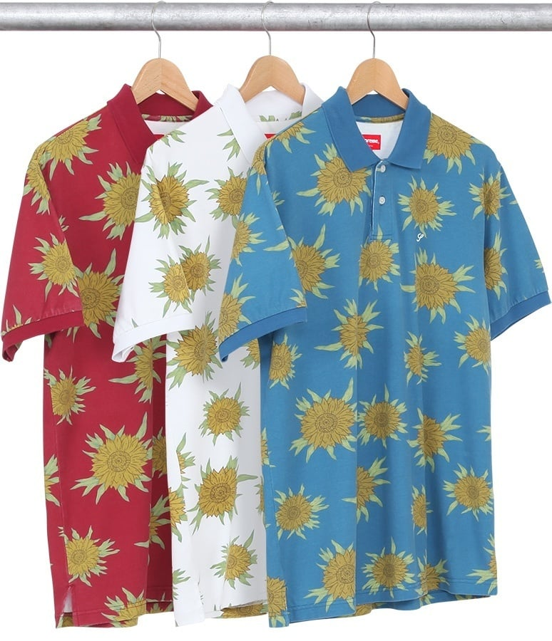 超希少！Supreme 15SS Sunflower Polo XL RARE Vintage Supreme Sunflower Polo Slate Large SS15 L Vtg 2015