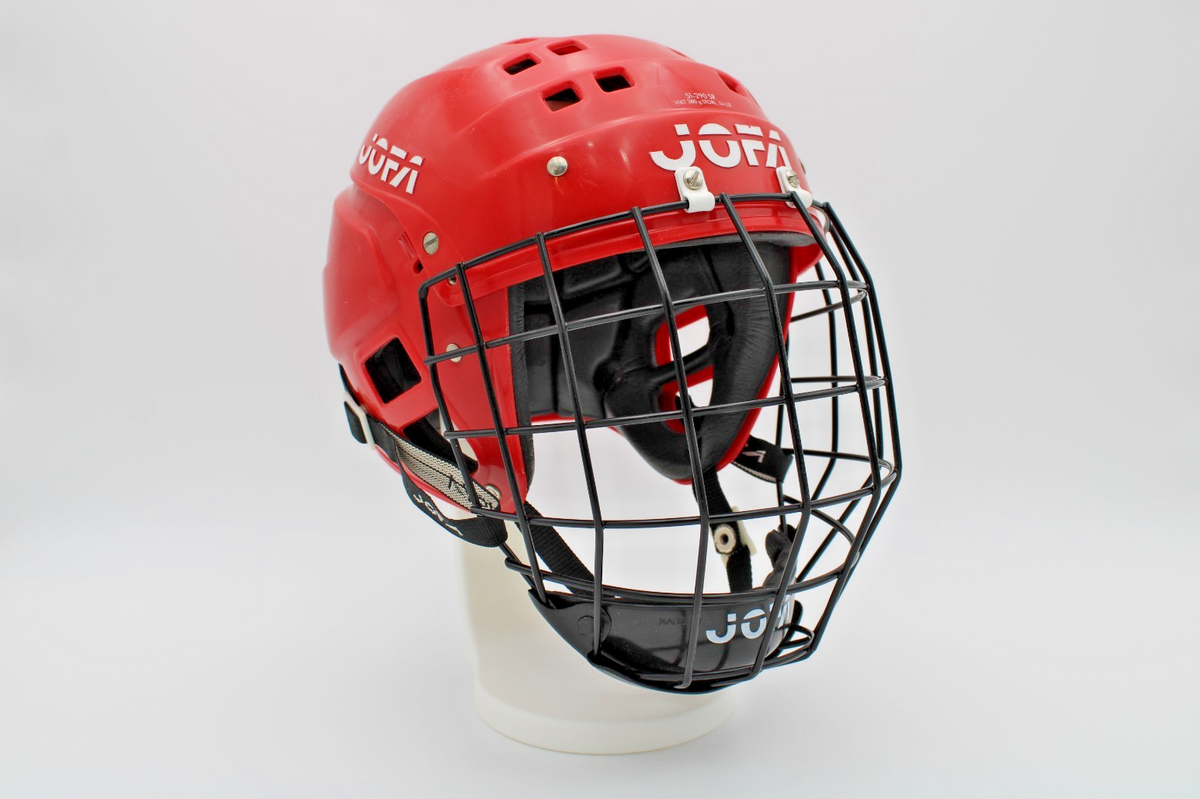 Vintage Red JOFA 290 Senior Hockey Helmet Sweden 381 Cage Rare Pre 