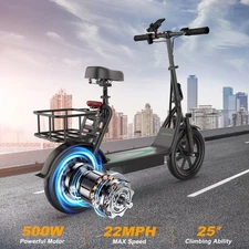 AOVOPRO Electric Scooter with Seat,Commuter Foldable, 500W 22.5Ah Battery 22mph
