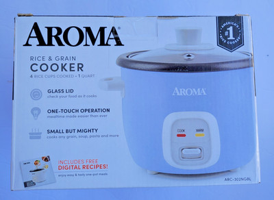 Aroma 4 Cup Rice/Grain Stew Veggie Oatmeal Cooker NEW Baby Blue