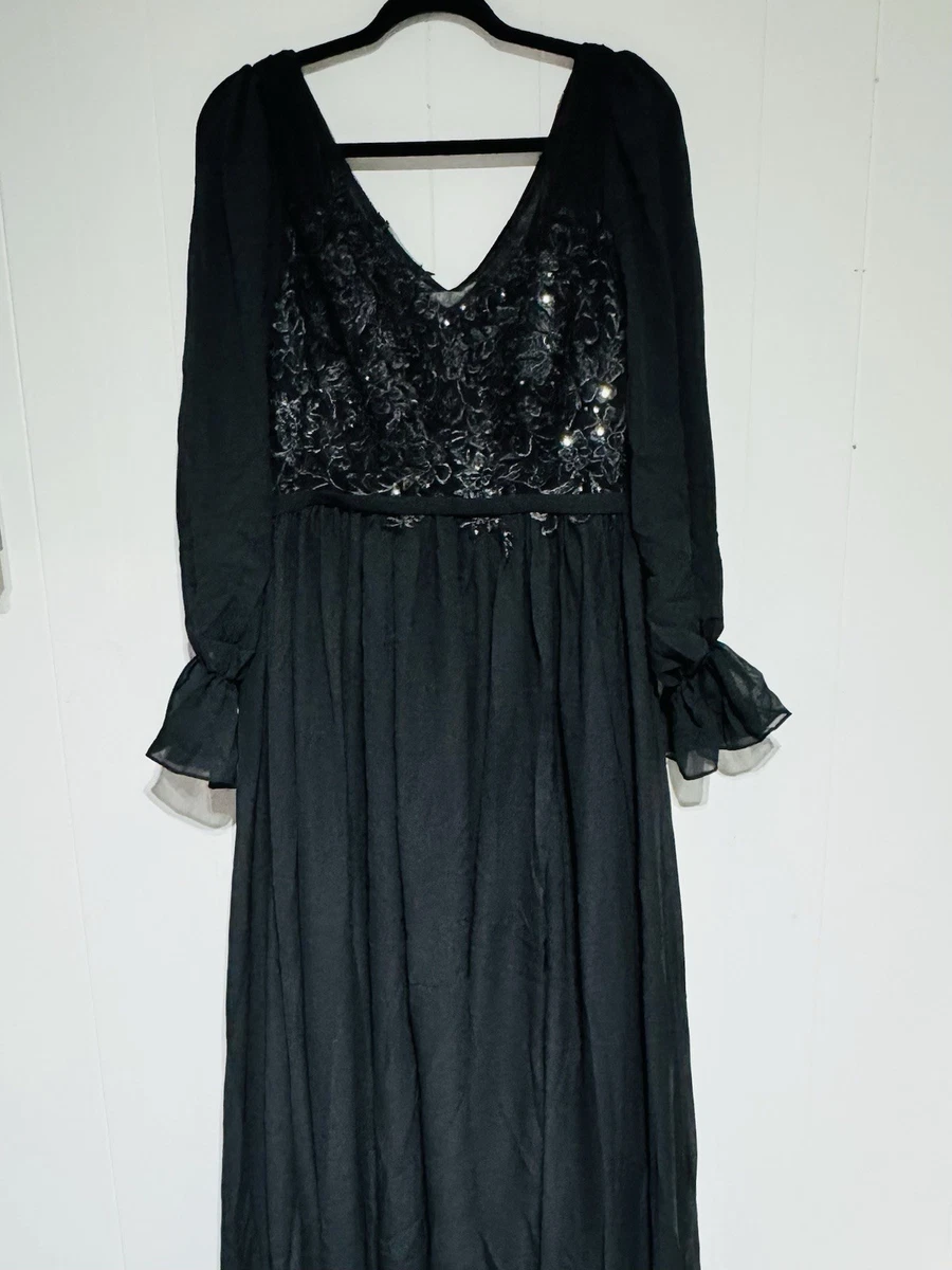 Vtido largo para mujer, vtidos plisados de media manga con cuello en V y encaje de retal para fita, boda, noche elegante ﻿ - AliExprs 200000345