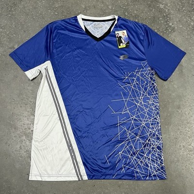 Lotto Italian Men s XL Shirt Soccer Tennis Running Gym Workout Blue White NEW