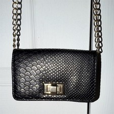 Black Snake Print Small Crossbody Bag Turn Lo...
