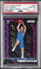 2018 PANINI PRIZM FAST BREAK PRIZM-PURPLE #280 LUKA DONCIC ROOKIE RC #/75 PSA 10