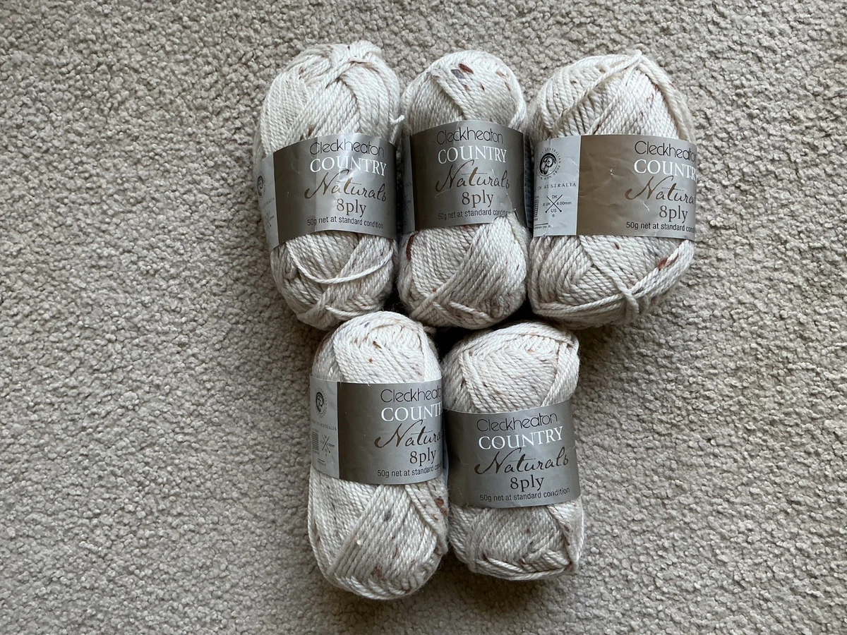 CLECKHEATON COUTRY NATURALS 8 PLY MERINO WOOL SHADE BONE WITH FLECKS 5 X 50 GRAM