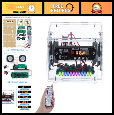 DIY Bluetooth Speaker Kit with FM Radio, USB Mini Amplifier, LED Lights, STEM Pr