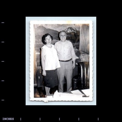 Old Vintage Photo MAN WOMAN COUPLE POLAROID 1958