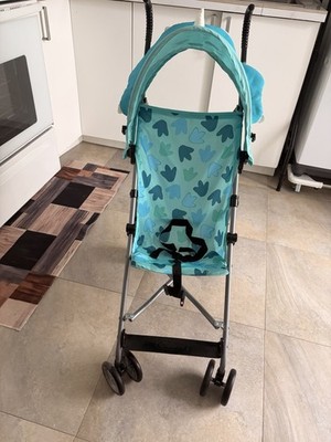 Blue/Teal Umbrella Stroller Folding w/ Canopy, Single Seat, Rubber Tires