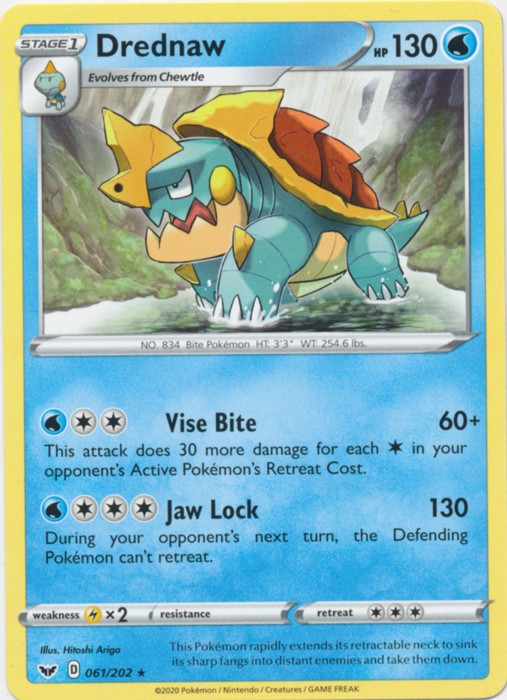 Drednaw - 061/202 - Rare (Lp) Sword & Shield Base Set - Water Pokémon