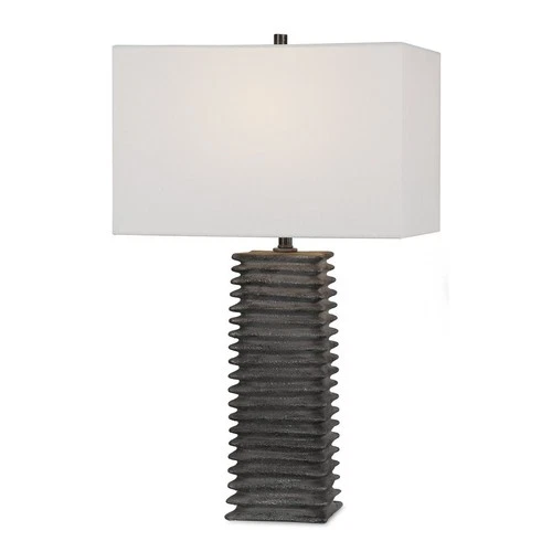 UTTERMOST 29737 SANDERSON DEEP RIBBED METALLIC CHARCOAL GLAZE CERAMIC TABLE LAMP - Picture 1 of 7