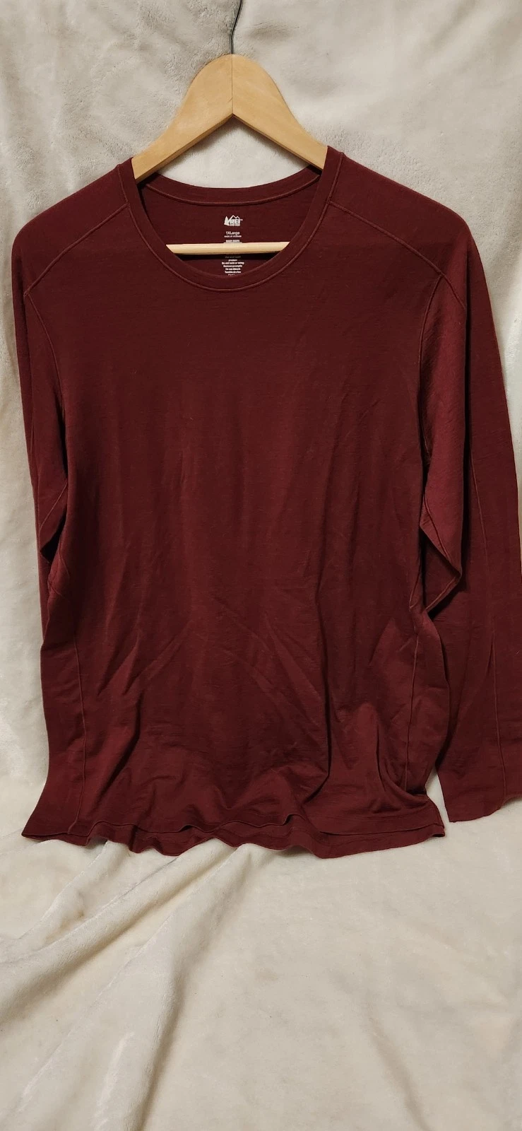 New! REI Co-Op Women’s Merino Wool Long Sleeve Crewneck Baselayer Maroon Red 1x