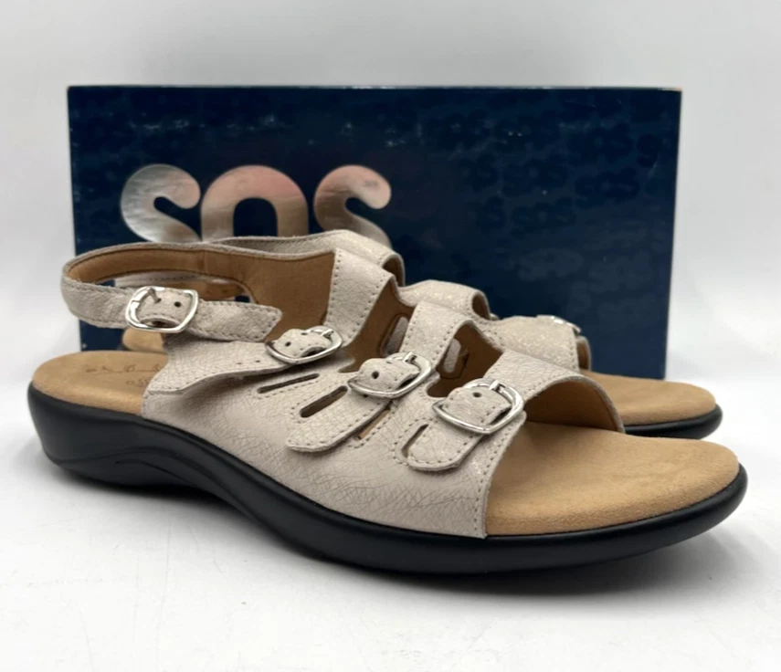 SAS MYSTIC WEB LINEN 3110-545 Women's NEW Leather Sandals Gray Multiple Sizes