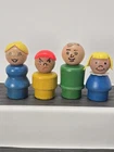 Vintage Fisher Price little people all wood family set of 4 Dad Mom Girl Boy