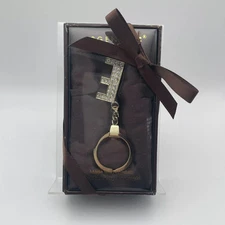 NIB Argento SC Gold Tone Letter E Swarovski Crystal Keychain Key Ring
