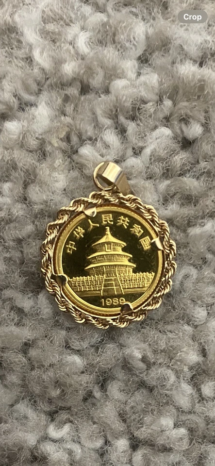 Moneda de oro fino con colgante China 5 yuanes 1989 panda .999 Foto 2 de 3