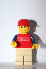 LEGO City Airport cty0084 Service Man Red Shirt 3 Silver Logos