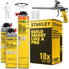 Stanley F990P SuperCoat Class A Fire Foam  Closed Cell, 27.1oz 18 Pack - Gun Set