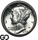 1942-D Mercury Dime Flashy Near Gem BU++, Full Split Bands