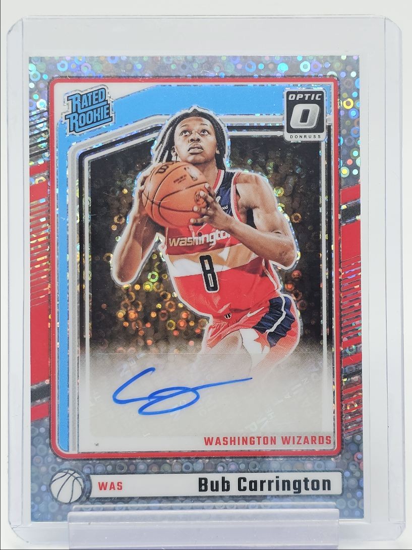 BUB CARRINGTON 2024-25 DONRUSS OPTIC RATED ROOKIE FAST BREAK A RC AUTO Q5722