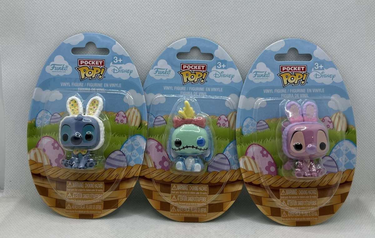 Funko Pop Vinyl Pocket Pop Lilo & Stitch Easter Bunny Stitch Angel Scrump Figure