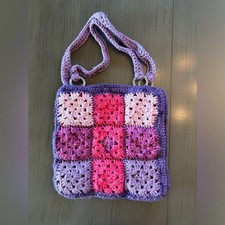 Crochet Bag Purse Knitted Tote Handbag LIned