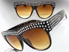 OVERSIZE EXAGGERATED Luxurious Vintage Retro SUNGLASSES Big Bling Tortoise Frame