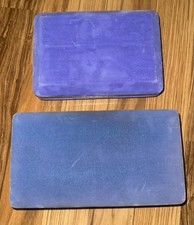 Vintage Prestige Clamshell Jewelry Travel Box Purple Blue Velvet Mid-century