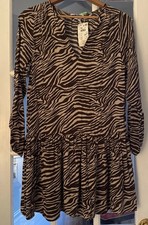 NWT Loft Reserved Tiered Tiger Stripe Dress woman's Size Medium