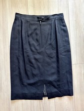 Vintage Emanuel Ungaro Parallele Black Linen Blend Skirt XS Made In France