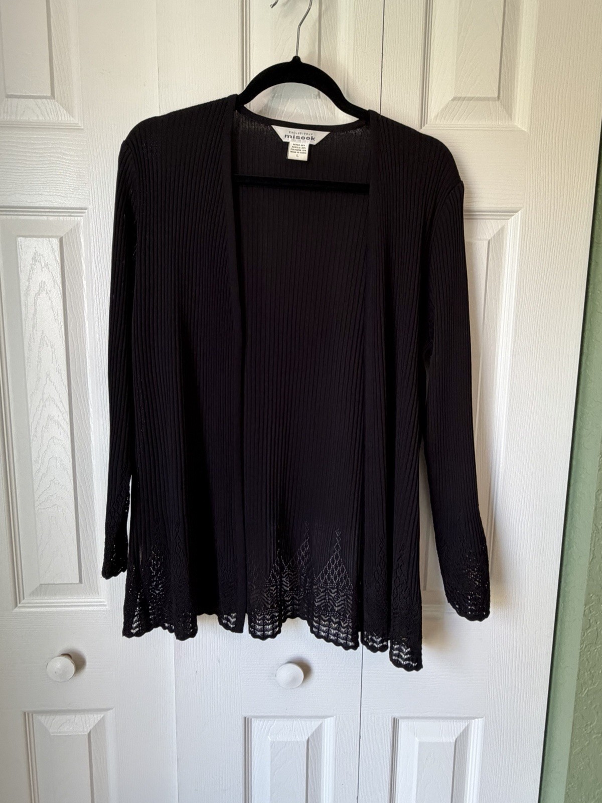 Exclusively Misook Lightweight Open Front Black C… - image 1