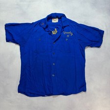 Vintage 50's King Louie Bowling Shirt Mens M/L Chain Stitch 2 Pocket Rayon 60's