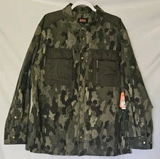 BASS OUTDOOR Mens Shacket Size LG Camo Stretch Snap Front Closure Retails $89