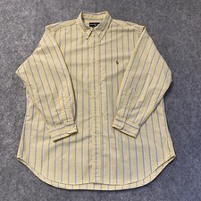 Ralph Lauren Shirt Mens 17 1/2 32/33 Yellow Stripe Flesh Pony Button Down