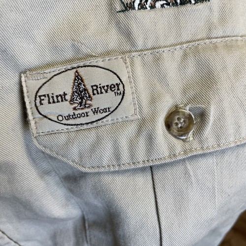 Vintage Flint River Hunters Shooting Shirt Mens Size XXL Beige Camo Made In USA - Picture 5 of 11