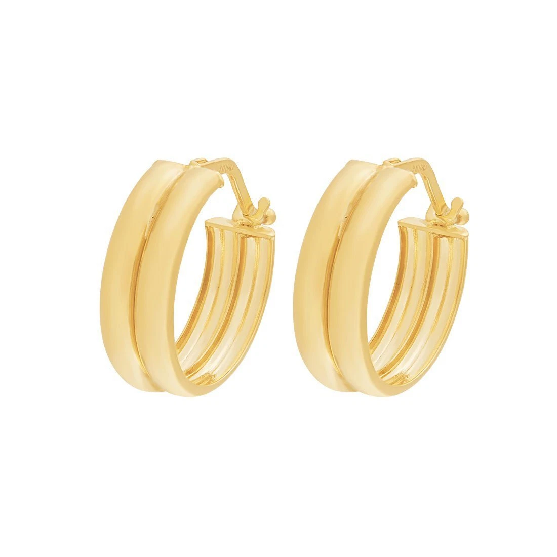 Bevilles Double Round Hoop Earrings 20mm in 9ct Yellow Gold Silver