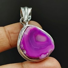 Natural Druzy Gemstone 925 Sterling Silver Women's Pendant