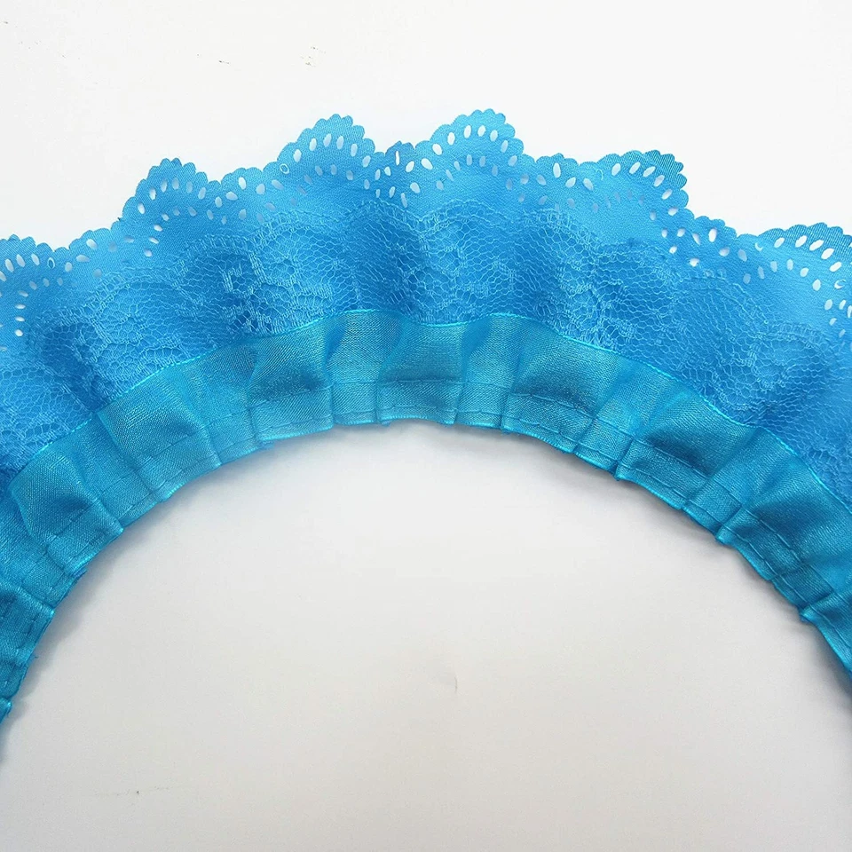 2 1/2 inch wide 3-layer ruffled Lace Trim Gathered select color price per yard - Image 2 of 4
