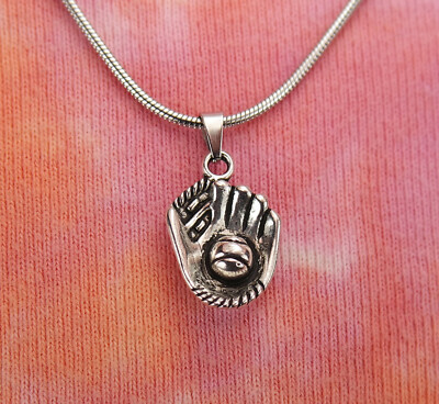 3D Catchers Mitt Necklace or Earrings Baseball Softball Ball Glove Charm  Gift